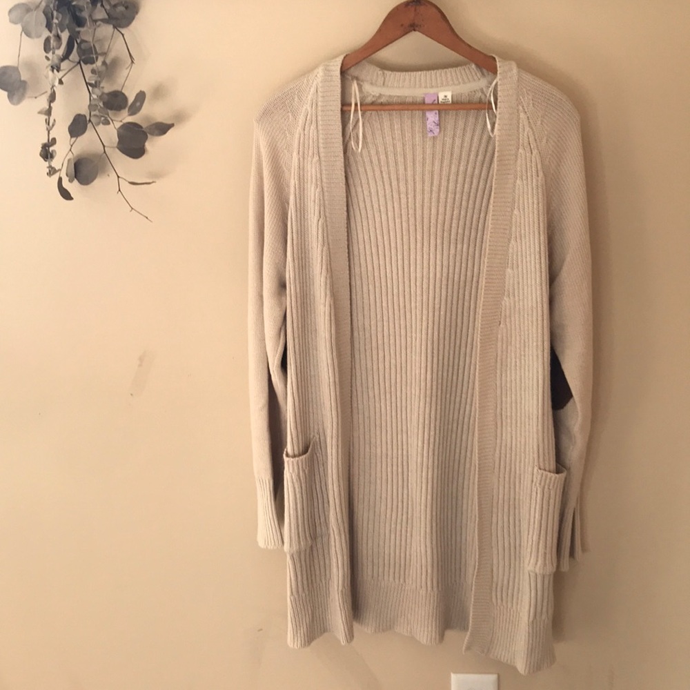 Cream Cardigan with soft elbow patches